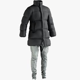 3D Men's Down Coat with Jeans model